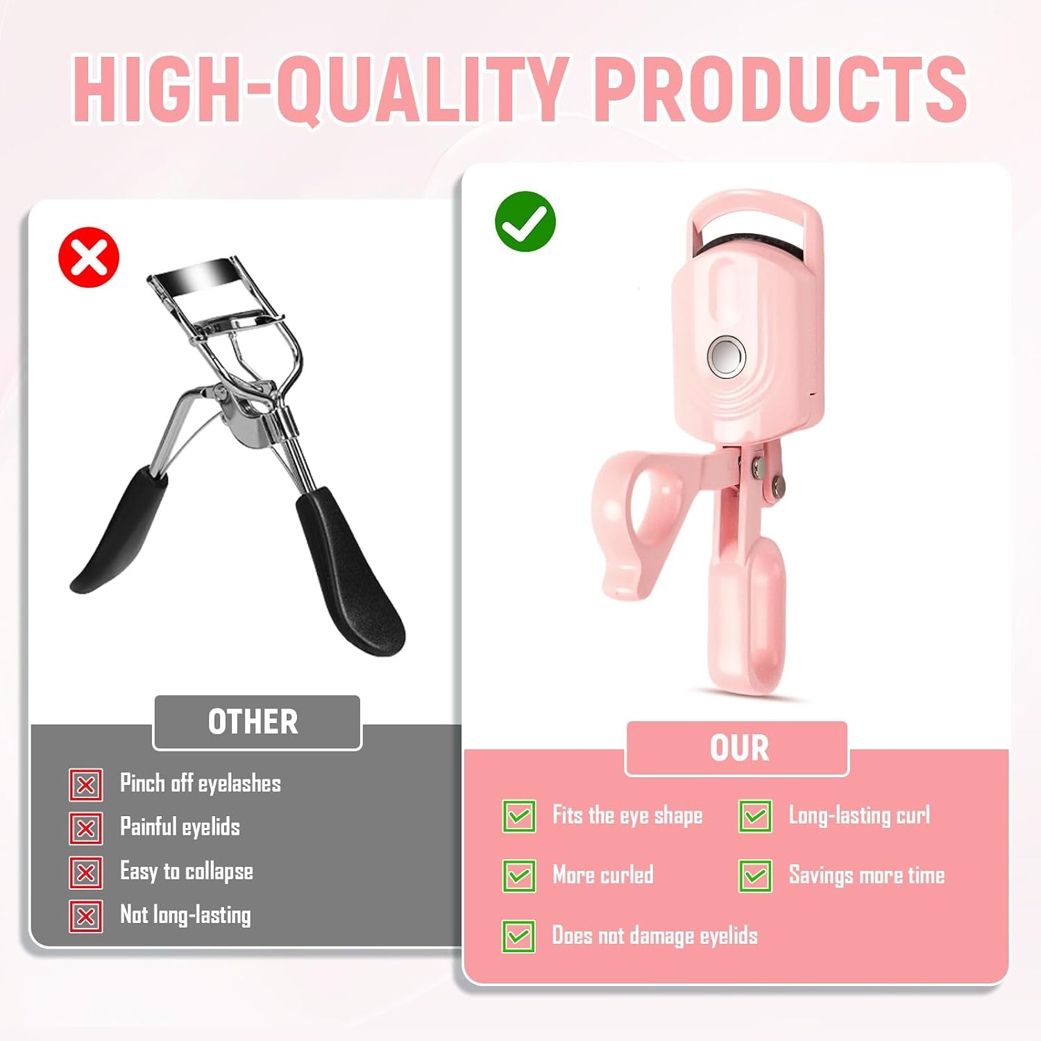 Wimpernzange Beheizbar, Heated Eyelash Curler– Natürliche 24H-Krausung, Gewölbtes Design Passend Zur Augenform, Tragbar Mit Type-C Aufladung