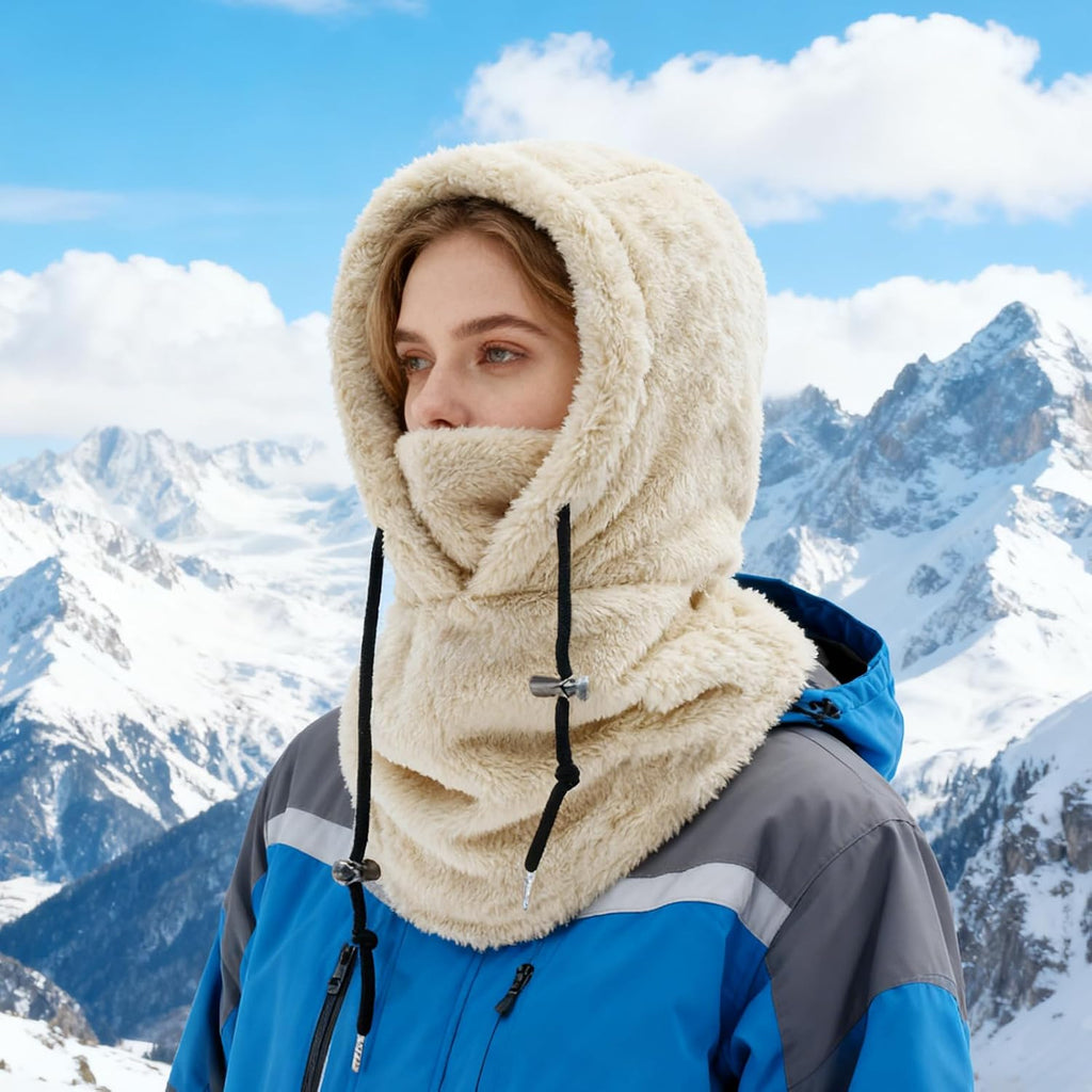 Plüsch Sturmhaube Damen Herren Kapuzenschal Winter Thermo Skimaske Mit Nackenwärmer Multifunktionale Wolle Balaclava Wintermütze Damen Unisex Für Sport Und Outdoor