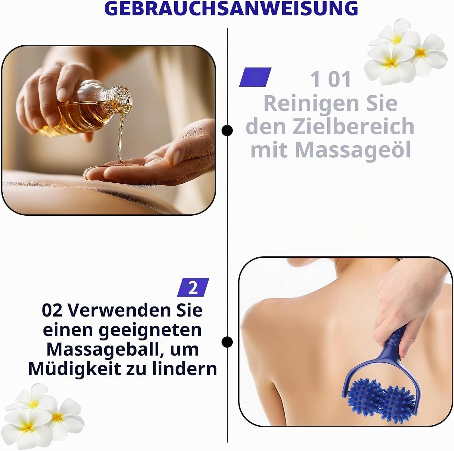 Massage Ball Set, Abnehmbares Massageroller Mit Griff Und 3 Massagebällen, Massage Roller Beine Zur Linderung Von Schmerzen in Schultern, Beinen, Taille, Rücken, Bauch Und Armen