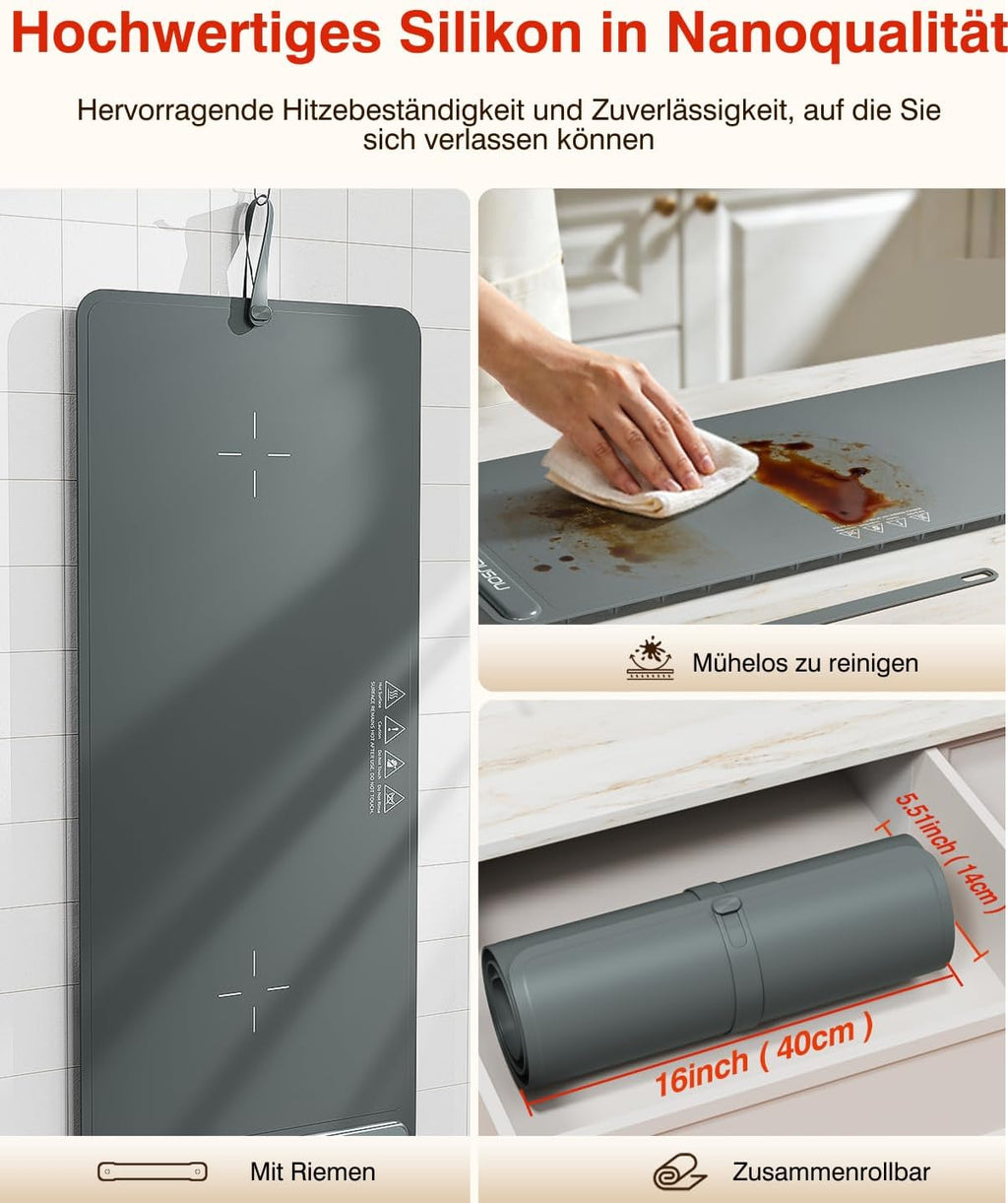 Itrusou Electric Warming Tray for Food, Portable Roll-Up Silicone Heating Mat, Full Surface Even Heating, XL Large 35 X 16 Inch Food Warmer for Parties, Buffet & Home Use