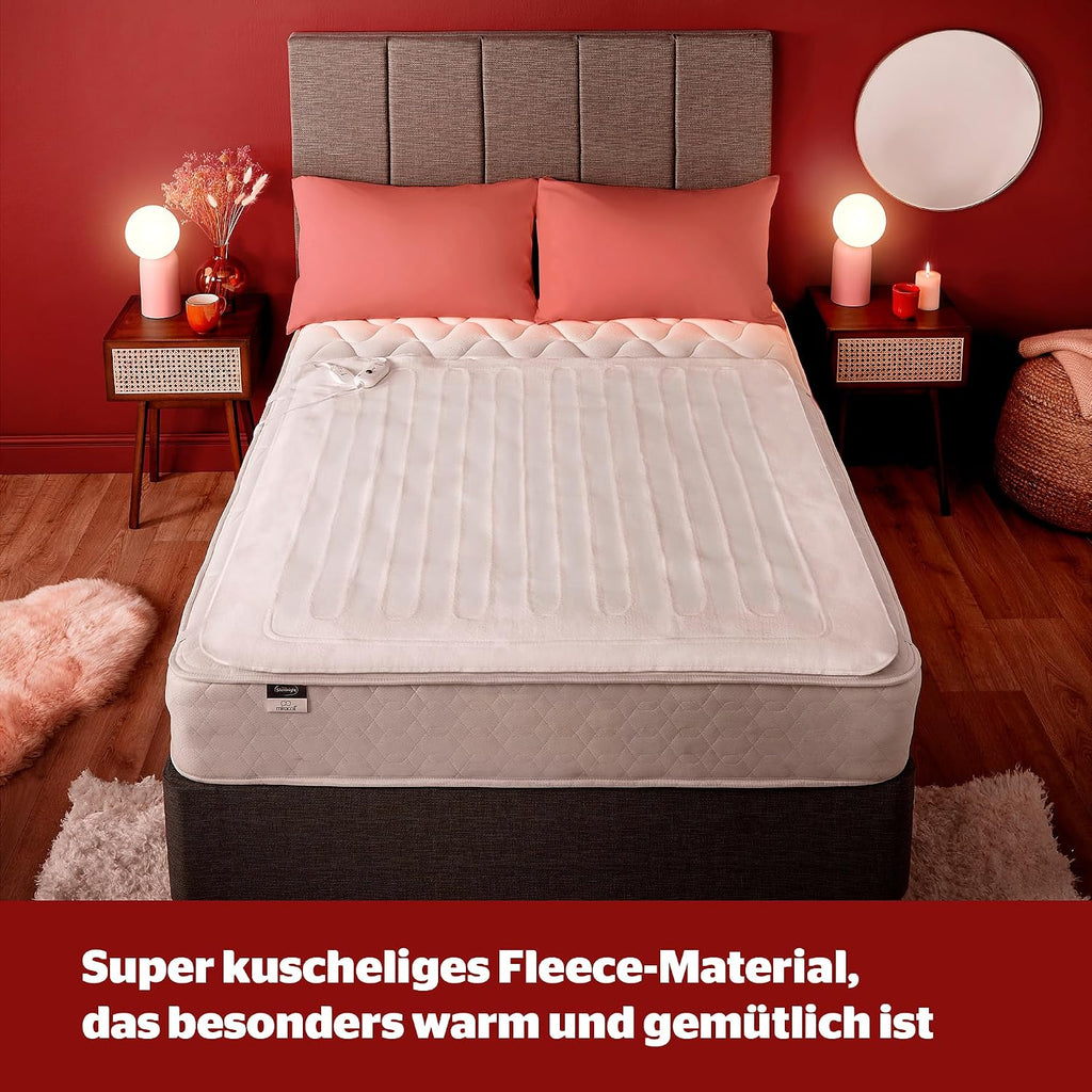 Comfort Control Wärmeunterbett 150X160Cm | Heizdecke Bett Mit 3 Heizstufen, Ultraschnelles, Aufheizen Elastische Bander Waschmaschinen Waschbar | Heizunterlage Bett Heizmatte | 150X160Cm