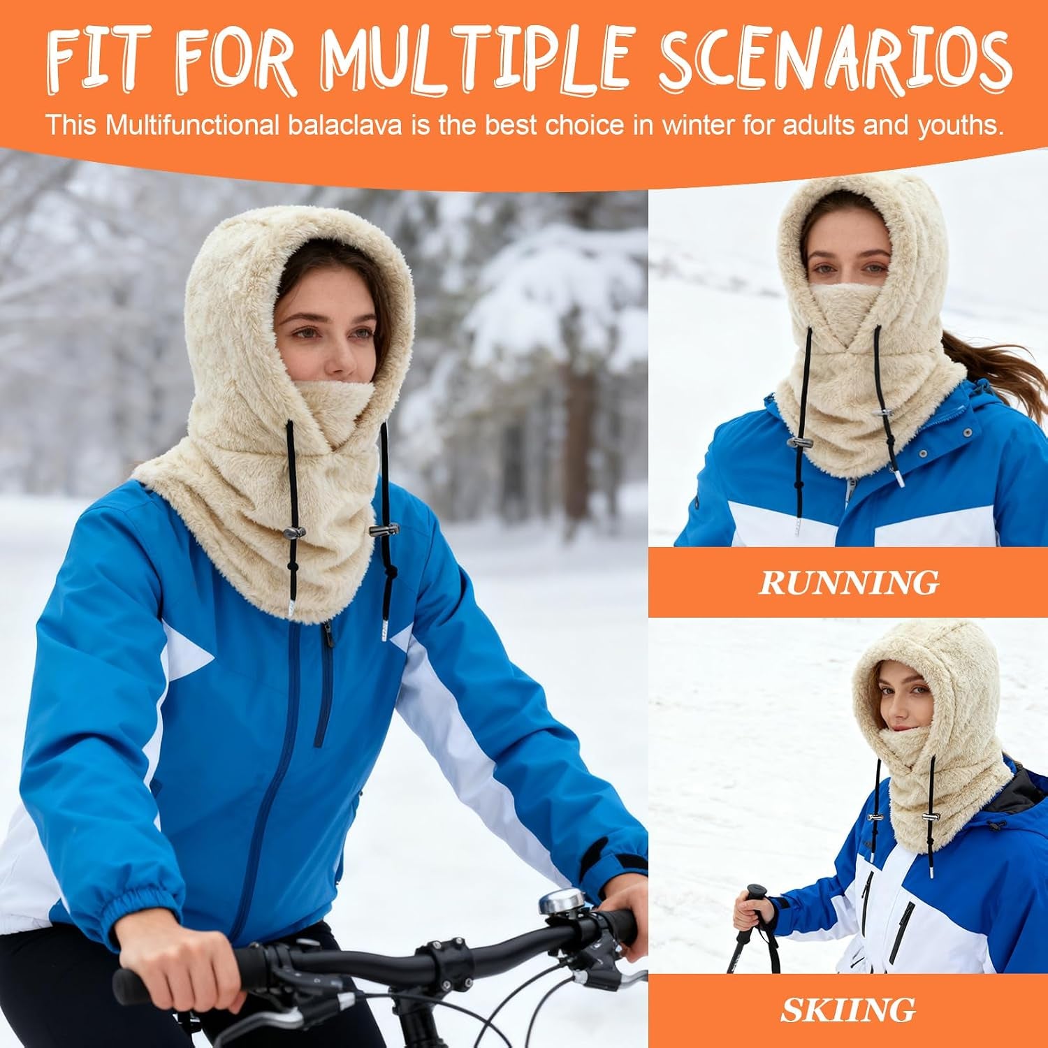 Plüsch Sturmhaube Damen Herren Kapuzenschal Winter Thermo Skimaske Mit Nackenwärmer Multifunktionale Wolle Balaclava Wintermütze Damen Unisex Für Sport Und Outdoor