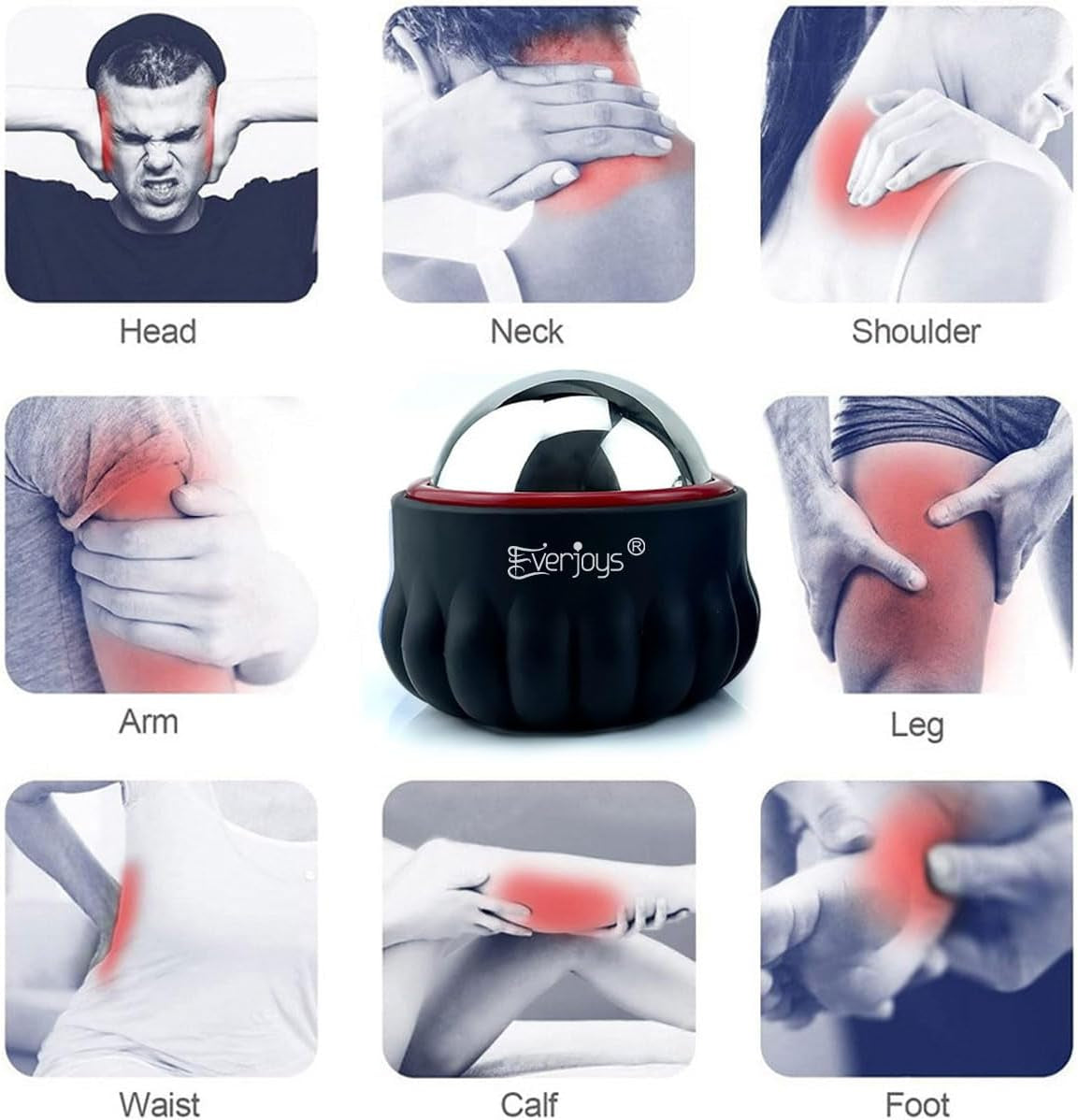 Massage Ice Roller Ball, Cold & Heat Therapy Relief Massager, Deep Tissue Massage Pain Relief, Massager Tool for Back/Neck/Body/Face/Foot Pain, Muscles Recovery