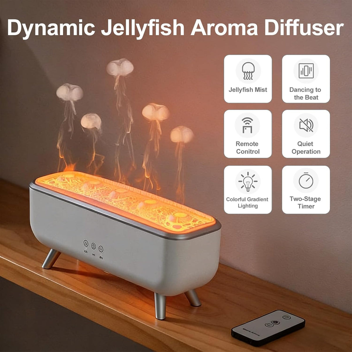 Jellyfish Aroma Diffuser Mit Vulkan-Effekt, Quallen-Nebel Tanzt Zur Musik