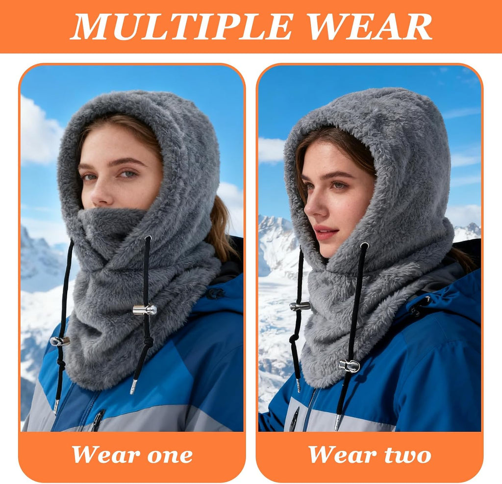 Plüsch Sturmhaube Damen Herren Kapuzenschal Winter Thermo Skimaske Mit Nackenwärmer Multifunktionale Wolle Balaclava Wintermütze Damen Unisex Für Sport Und Outdoor