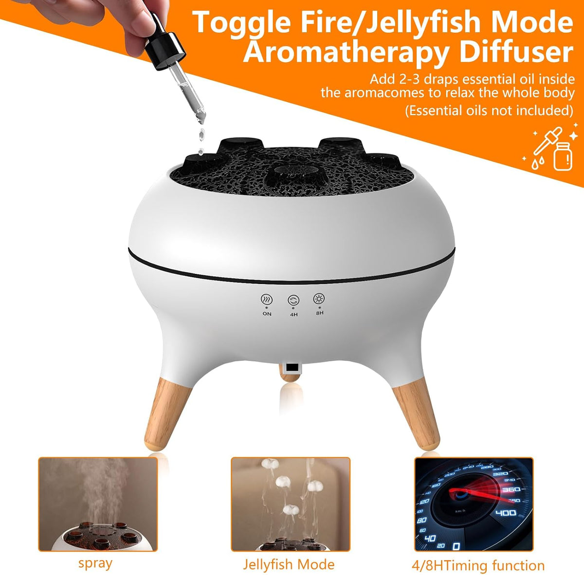 250ml Bedroom Humidifier, Fragrance Oil Diffuser with 2 Spray Modes, 7-Color LED Light, and Timer Function