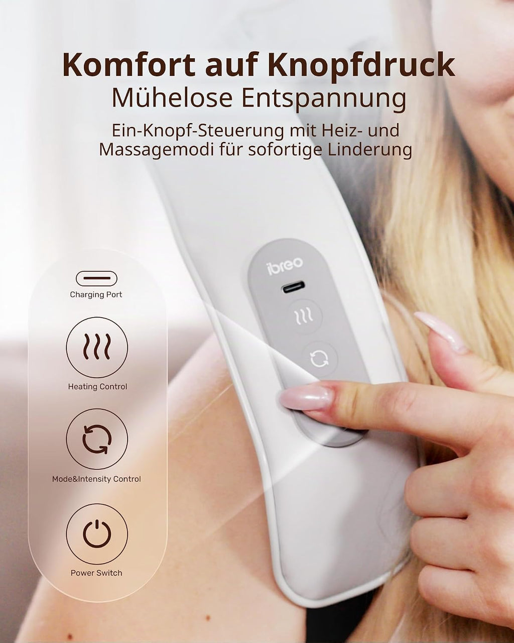 Schnurloses Elektrisches Nackenmassagegerät Mit Wärme,Einstellbarer Distanz
