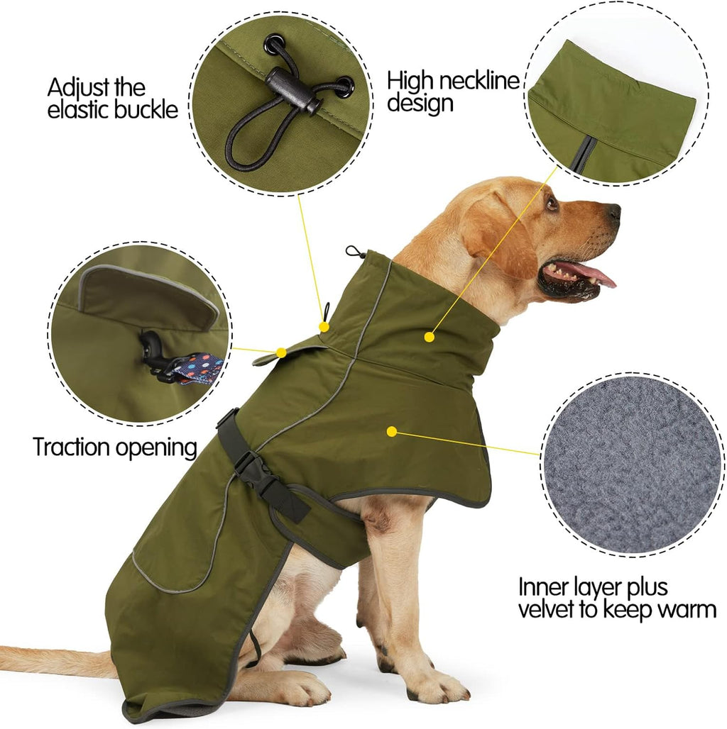HEYWEAN Hundejacke Wasserdichter Hundemantel Reflektierende Jacke Für Kaltes Wetter Mit Weichem Fleecefutter Warmer Mantel Für Hund Indoor & Outdoor Camping Wandern