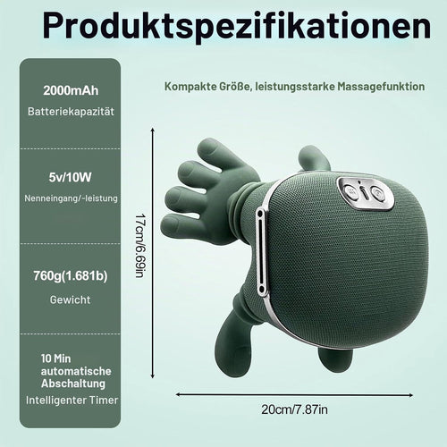 4D Nackenmassagegerät Kabellos, 3 Massagegrade & 2 Temperaturstufen