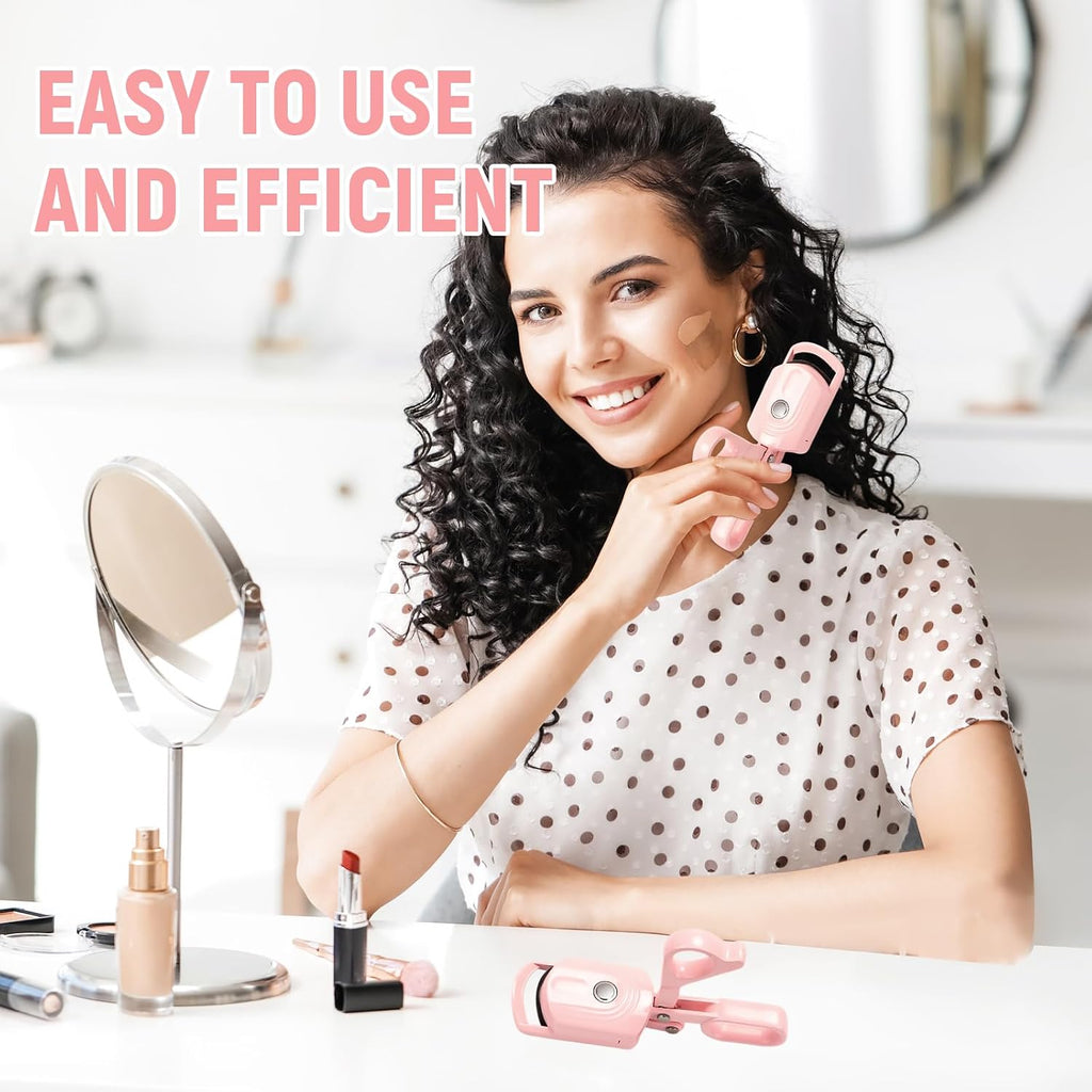 Wimpernzange Beheizbar, Heated Eyelash Curler– Natürliche 24H-Krausung, Gewölbtes Design Passend Zur Augenform, Tragbar Mit Type-C Aufladung