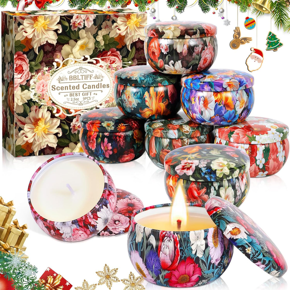 9 Stück Duftkerzen Geschenkset, Duftkerzen Set Für Frauen, Scented Candle, Natürliches Sojawachs Kerze, Kerzen Geschenk Für Weihnachten, Geburtstag, Valentinstag, Halloween (9 Düfte)