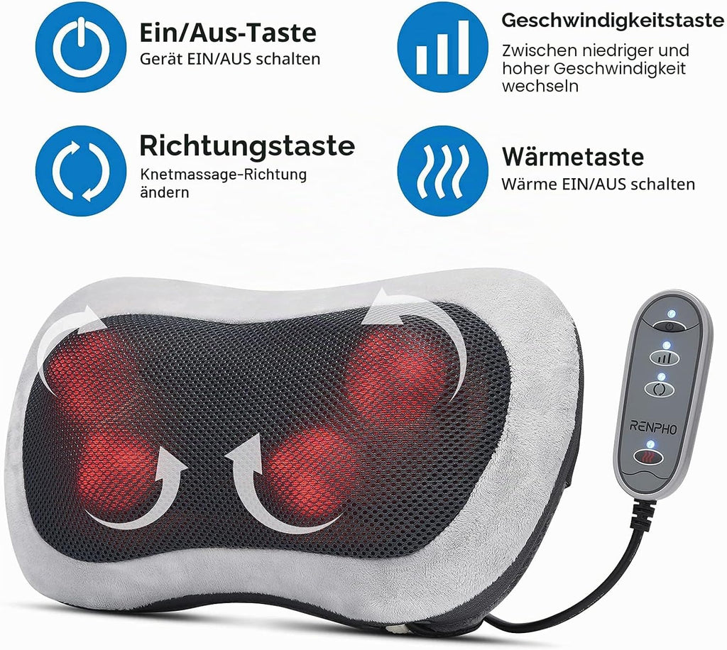 RENPHO Massagekissen Für Rücken Nacken Schulter, Shiatsu Massagegerät