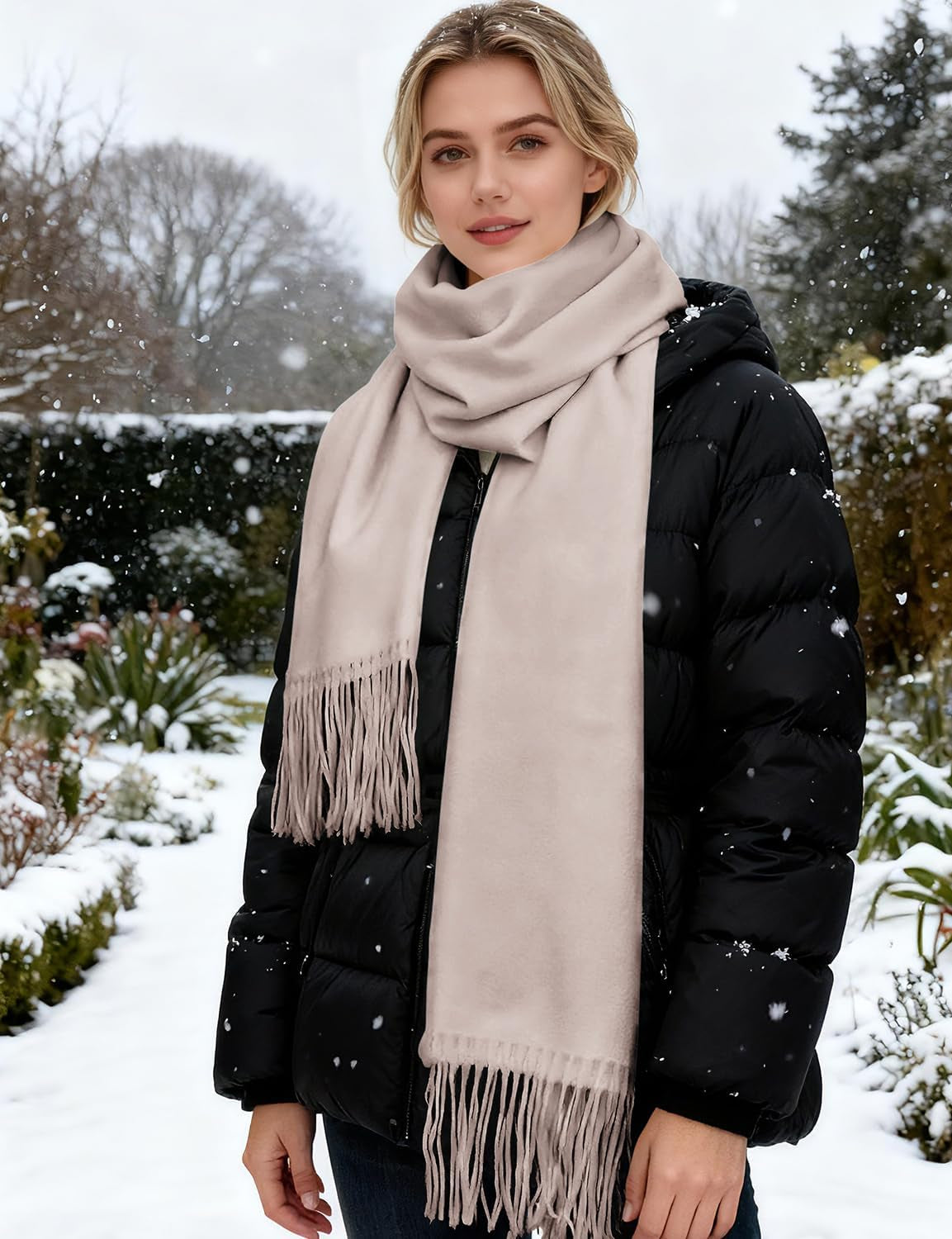 Diarylook Kaschmir Schal Damen Winter Warm Abendkleid Pashmina Schals Tücher Für Frauen Blanket Scarf Garnelenpaste