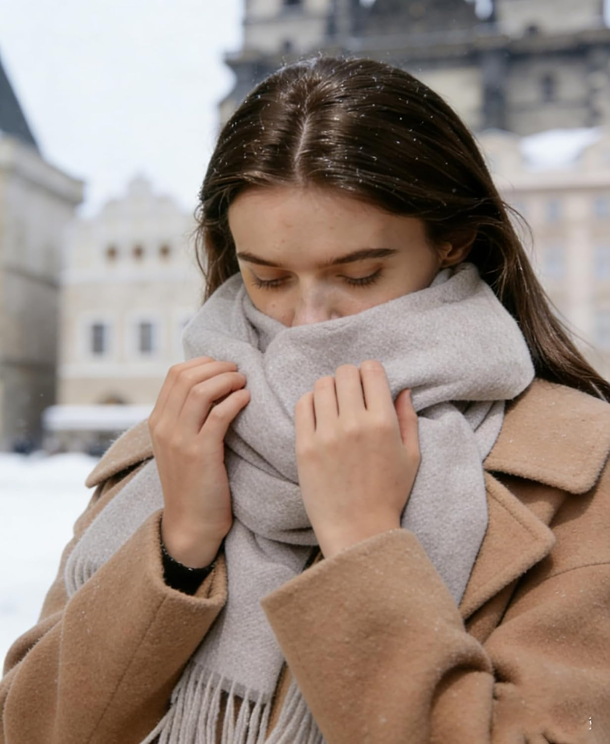 Diarylook Kaschmir Schal Damen Winter Warm Abendkleid Pashmina Schals Tücher Für Frauen Blanket Scarf Garnelenpaste