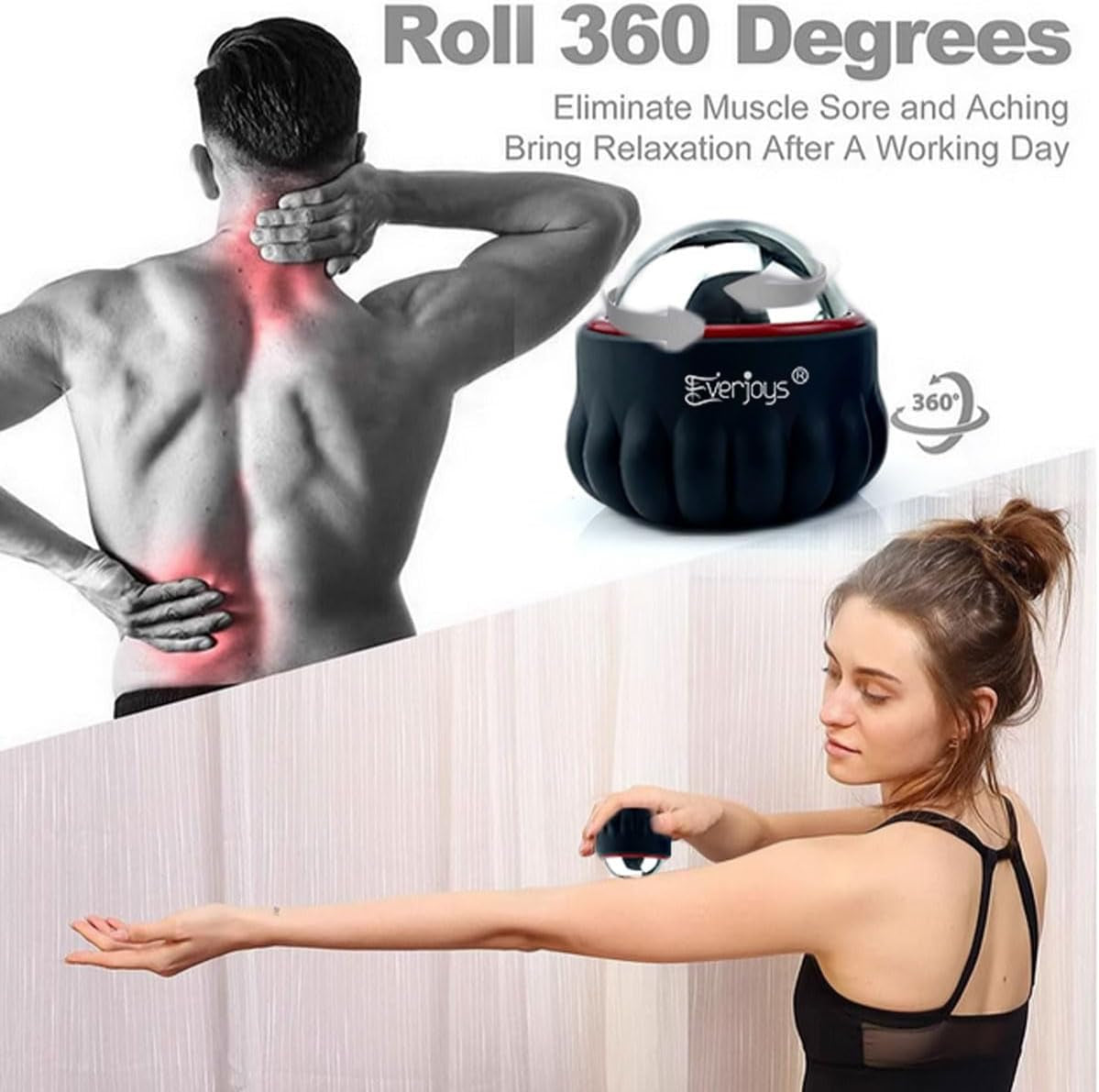 Massage Ice Roller Ball, Cold & Heat Therapy Relief Massager, Deep Tissue Massage Pain Relief, Massager Tool for Back/Neck/Body/Face/Foot Pain, Muscles Recovery