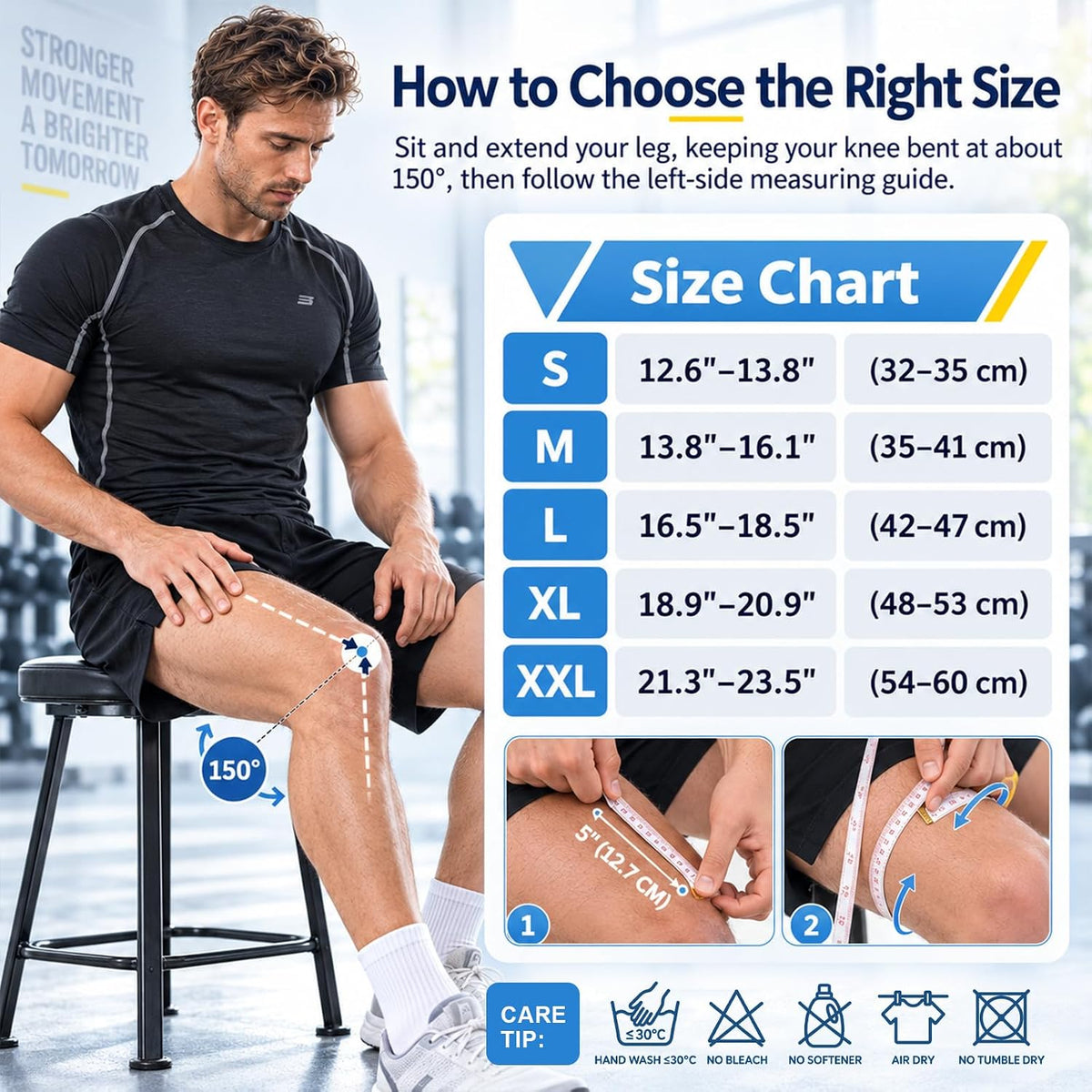 2Er Set Kniebandage Für Männer/Damen, Atmungsaktiv Rutschfest-Xl
