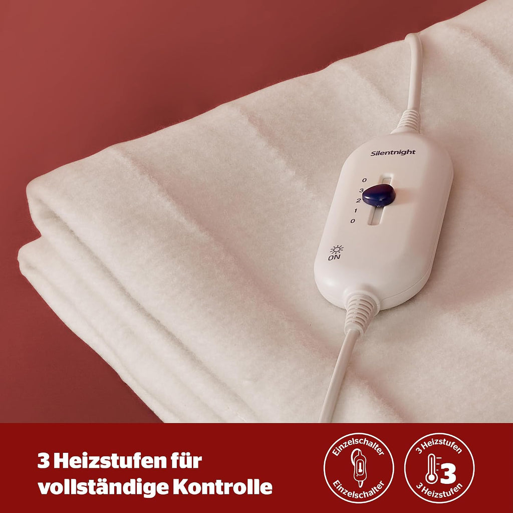 Comfort Control Wärmeunterbett 150X160Cm | Heizdecke Bett Mit 3 Heizstufen, Ultraschnelles, Aufheizen Elastische Bander Waschmaschinen Waschbar | Heizunterlage Bett Heizmatte | 150X160Cm