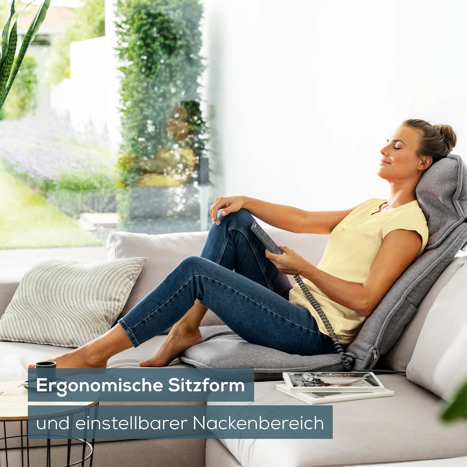 Beurer MG 330 Shiatsu-Massagesitzauflage, 3 Massagebereiche Und 2 Intensitäten, Tiefenwirksame Massage Für Nacken, Oberen Und Unteren Rücken, Handsimulierende Massage Im Nackenbereich, Grau