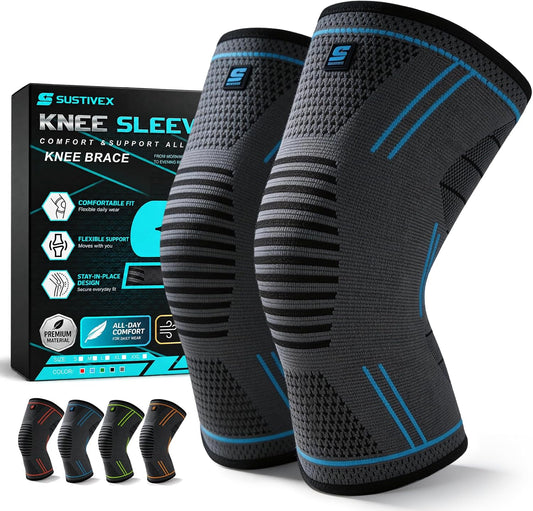 2Er Set Kniebandage Für Männer/Damen, Atmungsaktiv Rutschfest-Xl