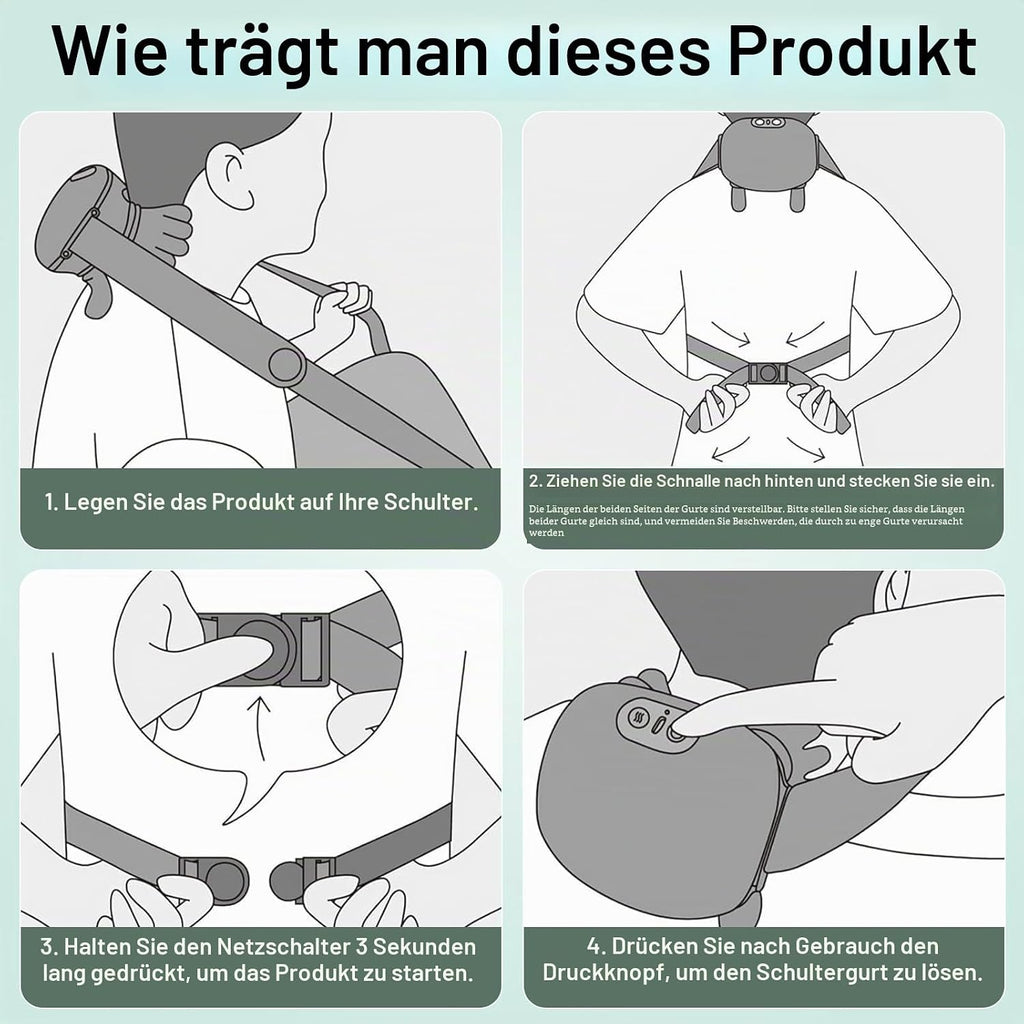 4D Nackenmassagegerät Kabellos, 3 Massagegrade & 2 Temperaturstufen