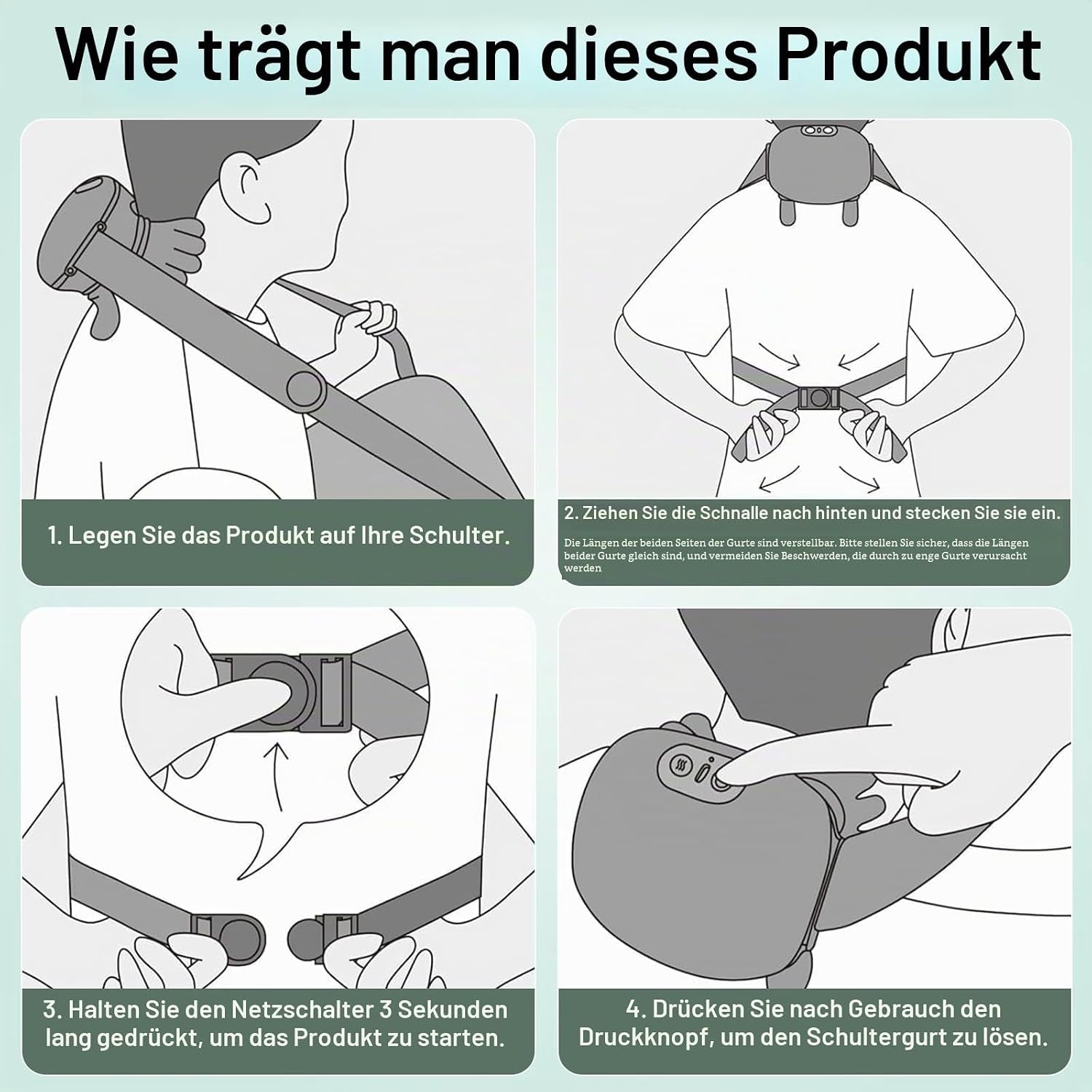 4D Nackenmassagegerät Kabellos, 3 Massagegrade & 2 Temperaturstufen