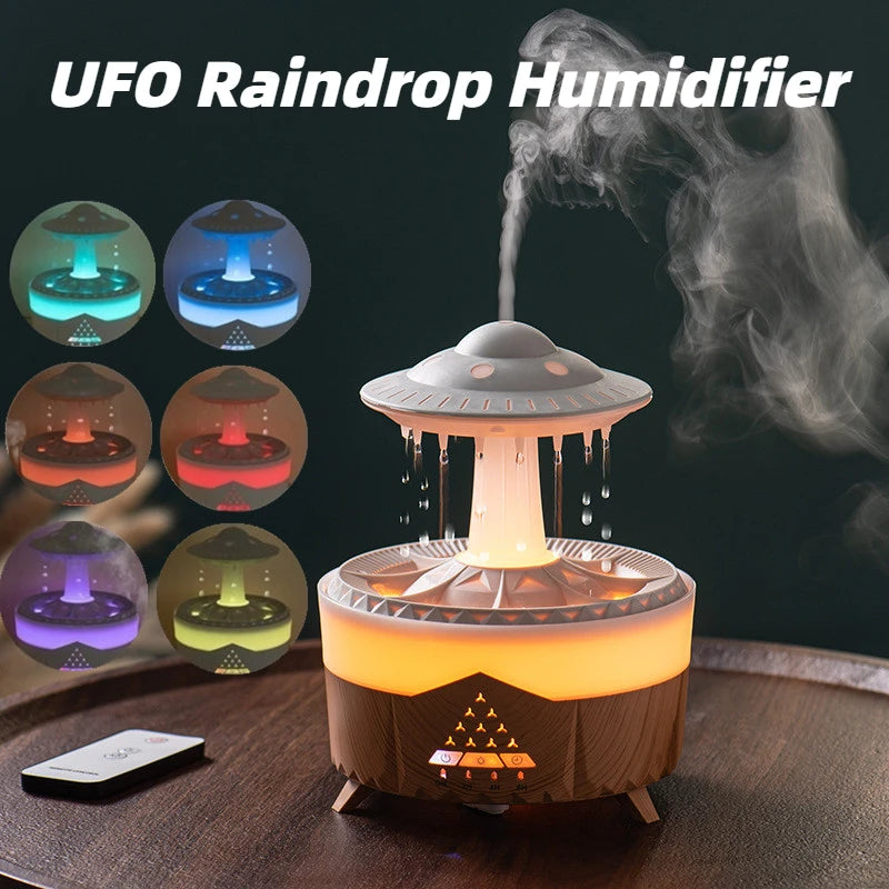  UFO Raindrop Humidifier Water Drop Air Humidifier USB Aromatherapy Essential Oils Aroma Air Diffuser Household Mist Maker Home Decor